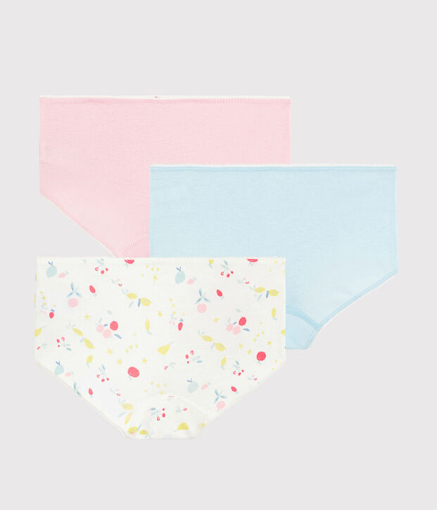 Lot de 3 shorties imprim&eacute; fruits petite fille en coton biologique multicouleur