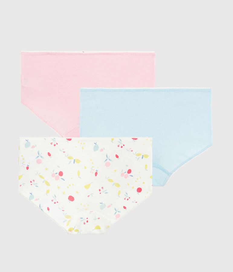 Lot de 3 shorties imprim&eacute; fruits petite fille en coton biologique multicouleur