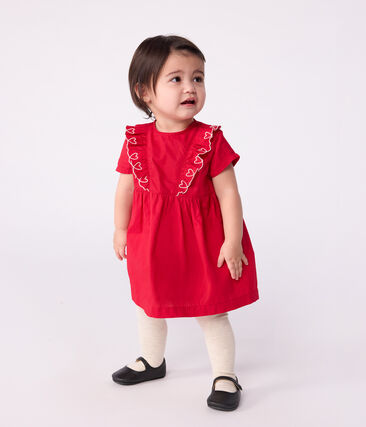 Robe bébé en coton manches courtes unie avec son bloomer