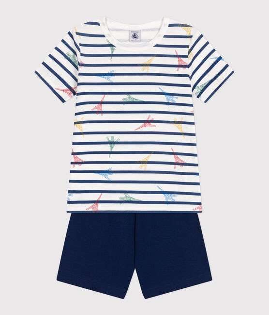 Pyjama short enfant en coton imprimé Paris bleu MEDIEVAL/blanc MULTICO