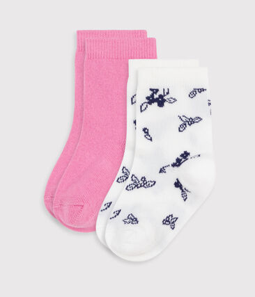 2 paires de chaussettes bébé en coton imprimé fleurs