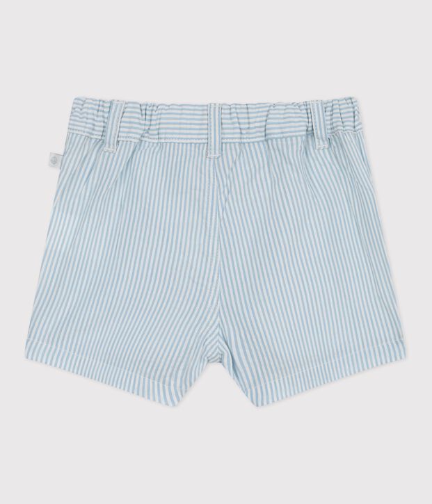 Short b&eacute;b&eacute; en coton ray&eacute; bleu/bleu