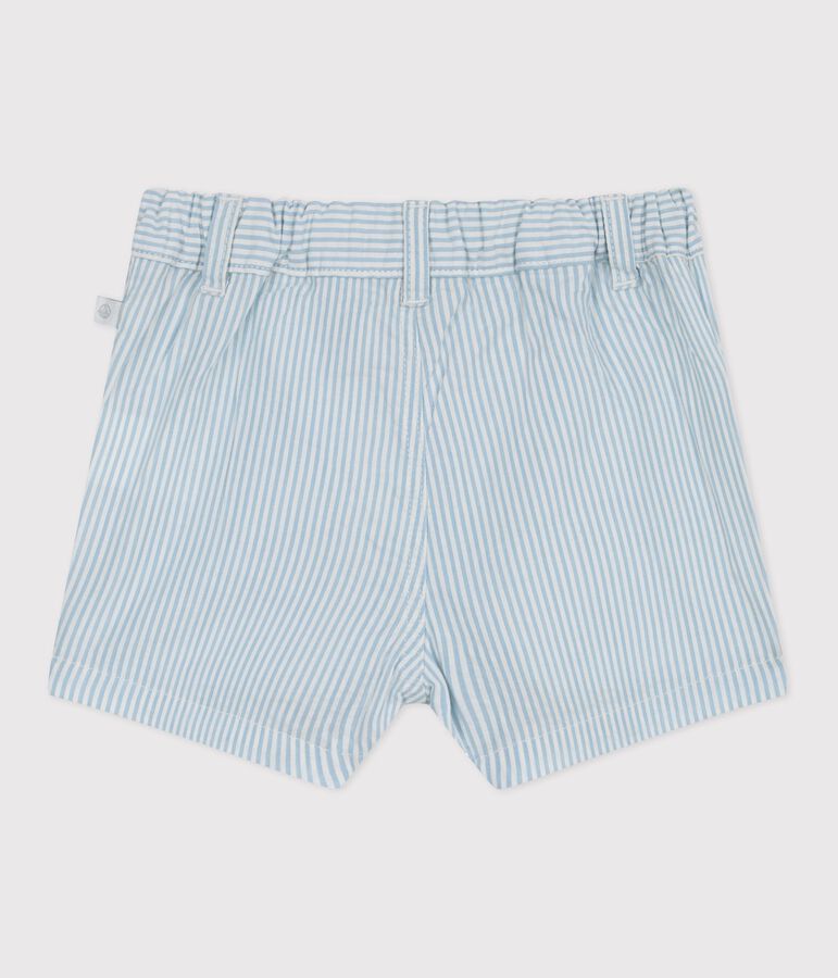 Short b&eacute;b&eacute; en coton ray&eacute; blanc/bleu