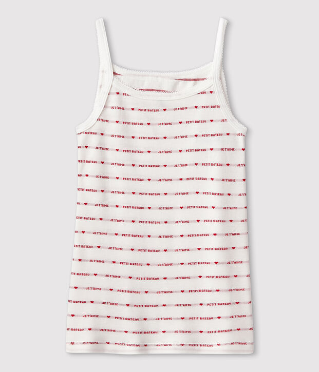 Chemise &agrave; bretelles en coton Femme blanc/rouge
