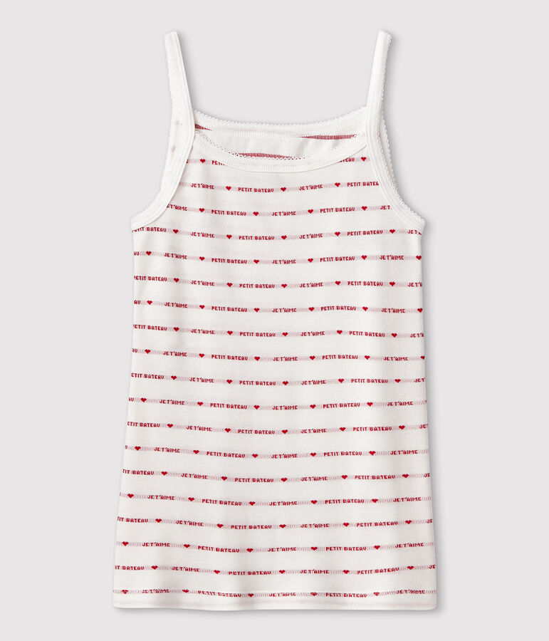 Chemise &agrave; bretelles en coton Femme blanc/rouge