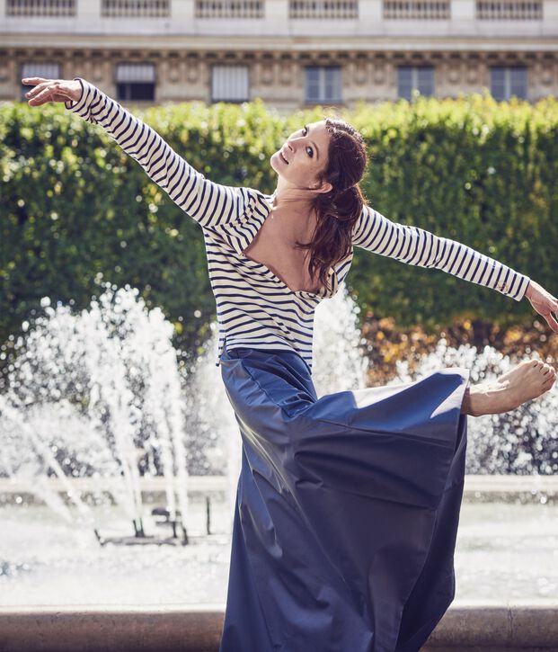 Jupe longue femme. Petit bateau x Marie-Agn&egrave;s Gillot bleu