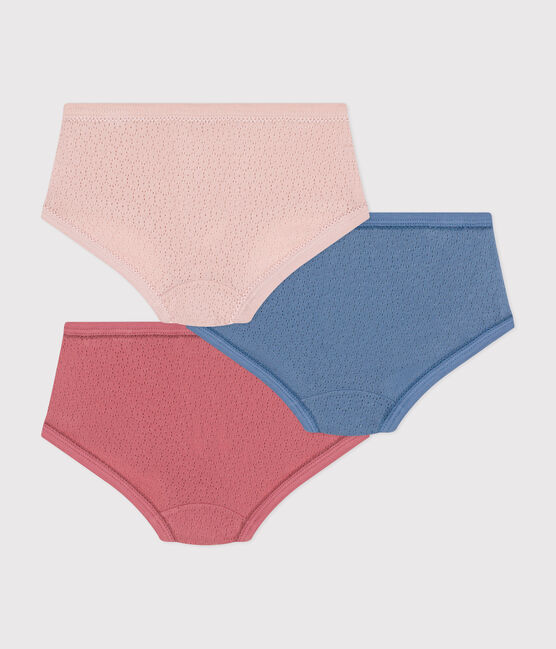 Lot de 3 culottes taille haute unies en coton ajouré enfant variante 1