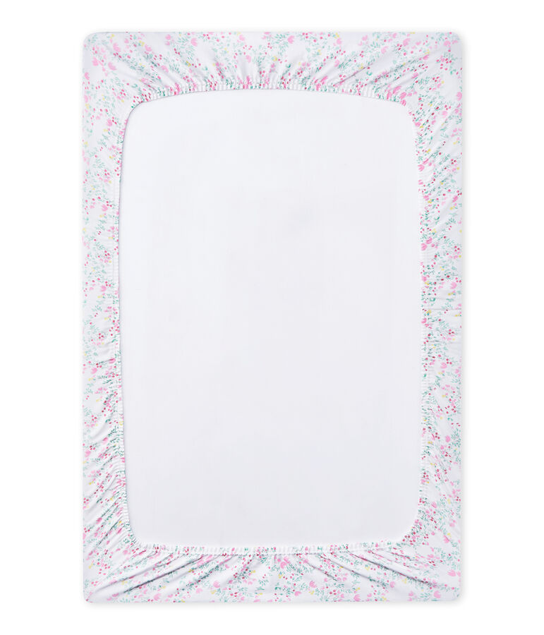 Drap housse b&eacute;b&eacute; fille 120x60 blanc/multicouleur