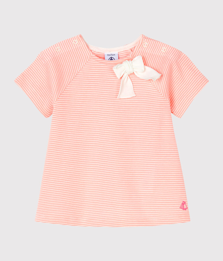 Tee shirt manches courtes b&eacute;b&eacute; fille rose/blanc