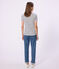 Tee-shirt femme en coton manches courtes blanc MARSHMALLOW/bleu SMOKING