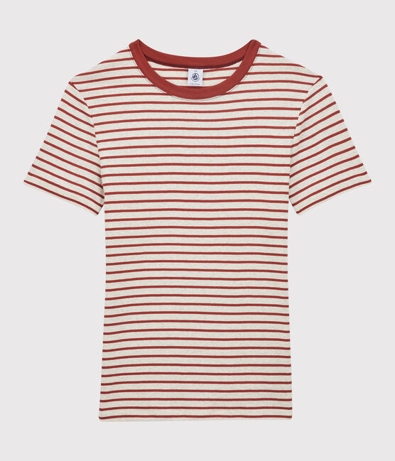 Tee-shirt L'ICONIQUE col rond en coton bio Femme beige MONTELIMAR/ OMBRIE