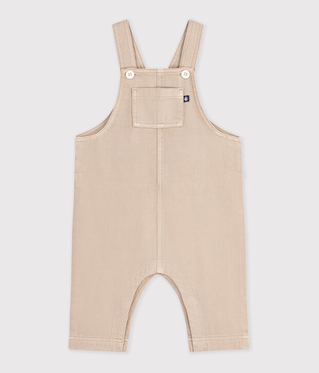 Salopette b&eacute;b&eacute; en serge jambes longues unie beige
