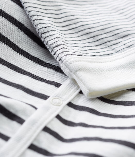 Dors bien sans pieds bébé garçon moelleux blanc MARSHMALLOW/gris CAPECOD