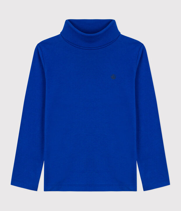 Sous-pull enfant en coton uni bleu