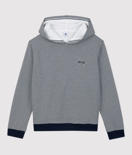 Sweatshirt à capuche rayé en coton Femme bleu SMOKING/blanc MARSHMALLOW