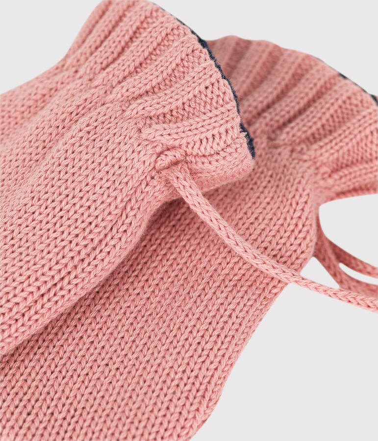 Moufles b&eacute;b&eacute; en tricot doubl&eacute;es en polaire recycl&eacute;e rose SALINE