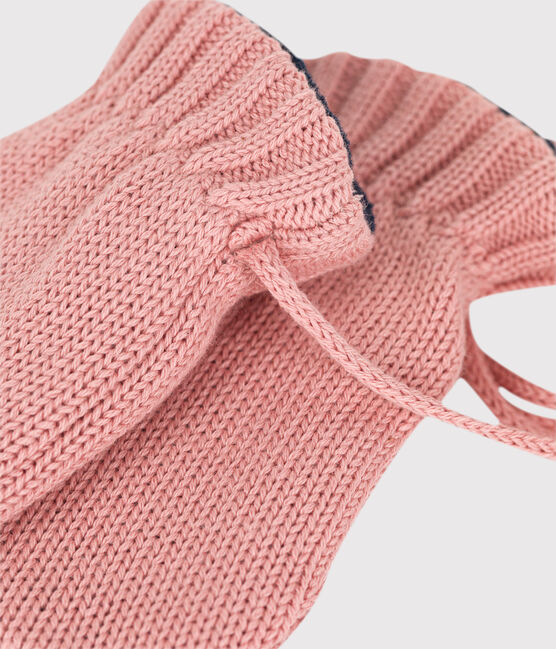 Moufles bébé en tricot doublées en polaire recyclée rose SALINE