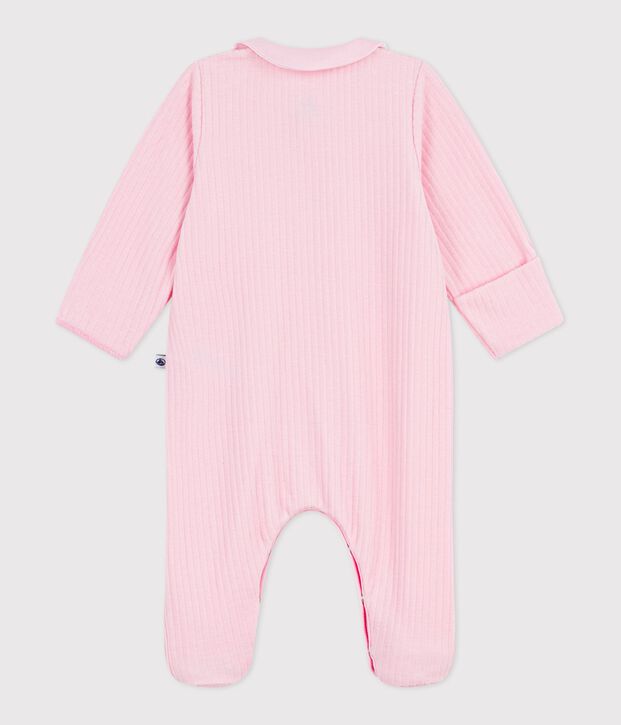 Pyjama b&eacute;b&eacute; en velours &agrave; col uni rose clair