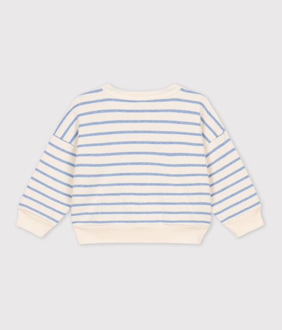 Sweatshirt bébé à rayure marinière en coton blanc AVALANCHE/ SKY CHINE