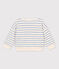 Sweatshirt bébé à rayure marinière en coton blanc AVALANCHE/ SKY CHINE