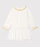 Robe manches longues bi-matière bébé fille blanc MARSHMALLOW/jaune OR