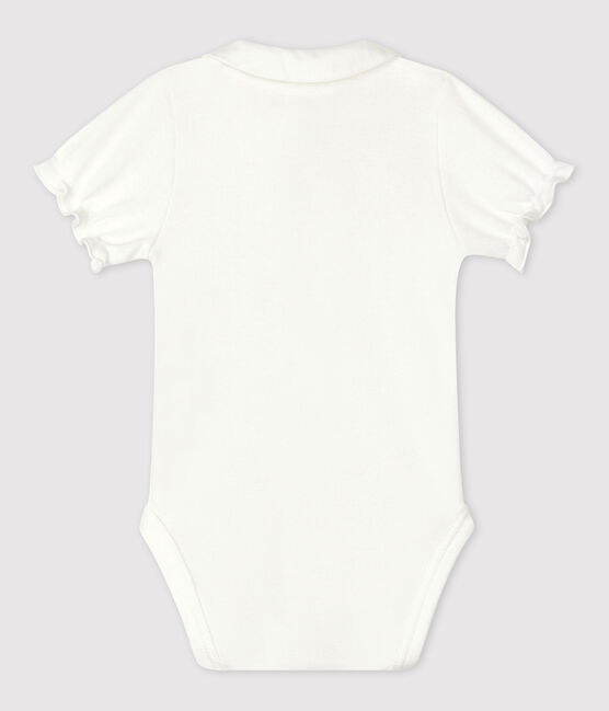 Body à col manches courtes en coton bio bébé blanc MARSHMALLOW