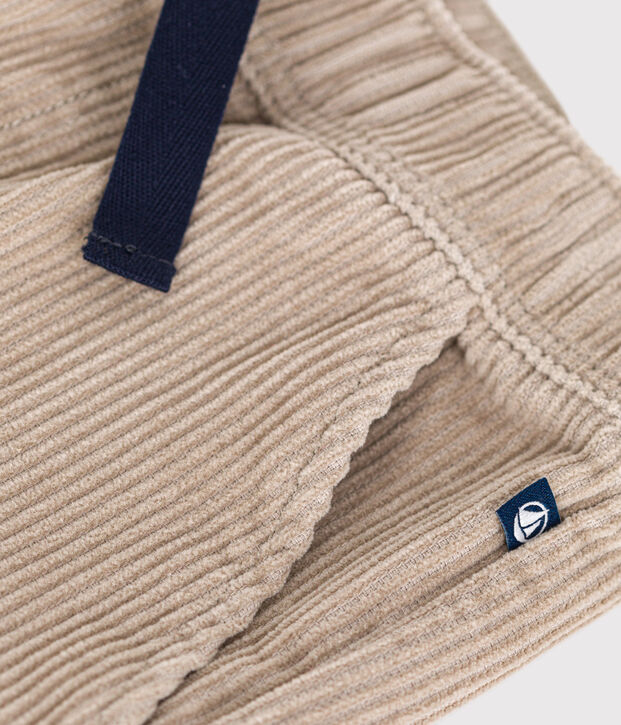 Pantalon droit en velours enfant gar&ccedil;on beige