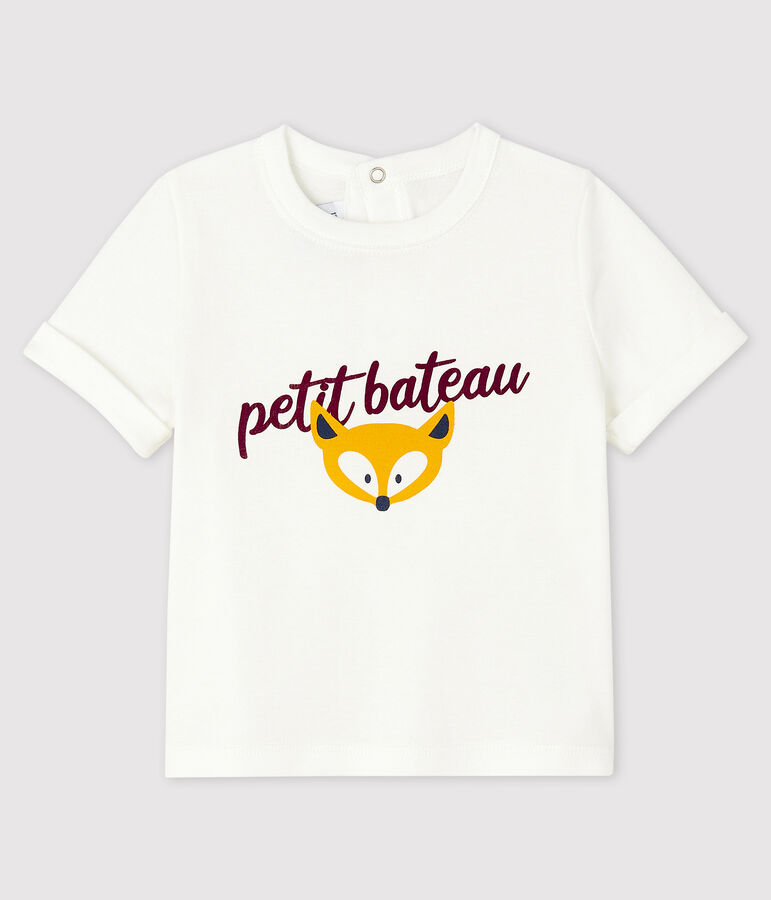 Tee-shirt b&eacute;b&eacute; gar&ccedil;on blanc MARSHMALLOW