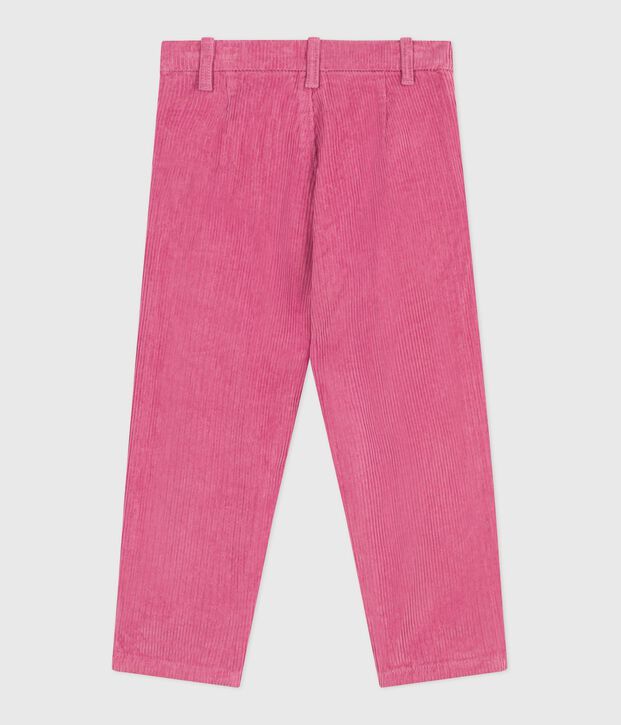Pantalon enfant en velours uni rose