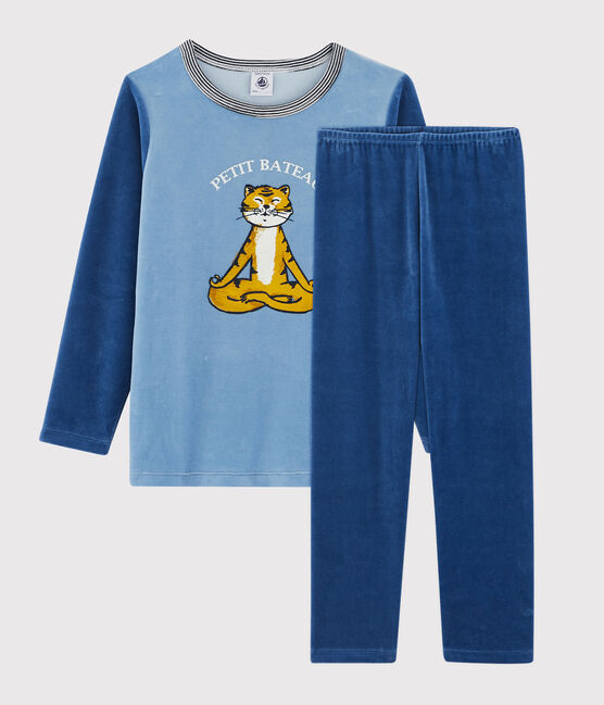 Pyjama en velours petit garçon bleu ALASKA/bleu MAJOR