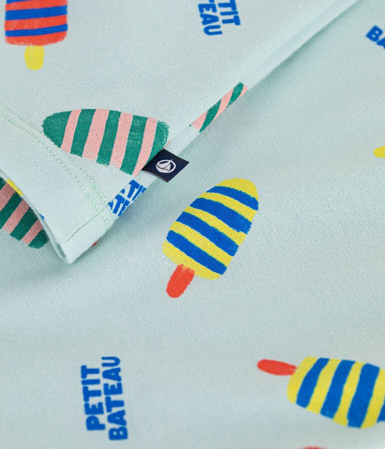 Tee-shirt enfant manches courtes en coton imprim&eacute; mouettes bleu/multicouleur