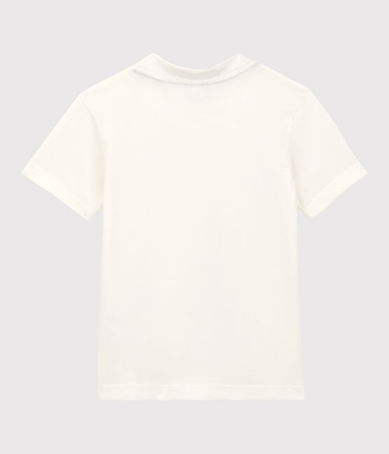 Tee-shirt manches courtes en jersey enfant garçon blanc MARSHMALLOW 1