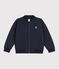 Cardigan enfant en coton uni bleu marine