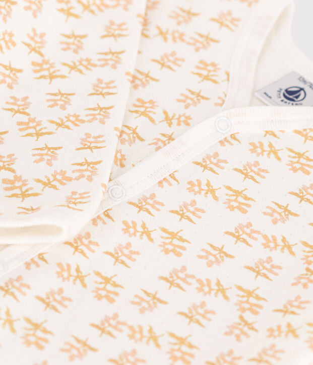 Pyjama b&eacute;b&eacute; fleurs en tubique blanc/multicouleur