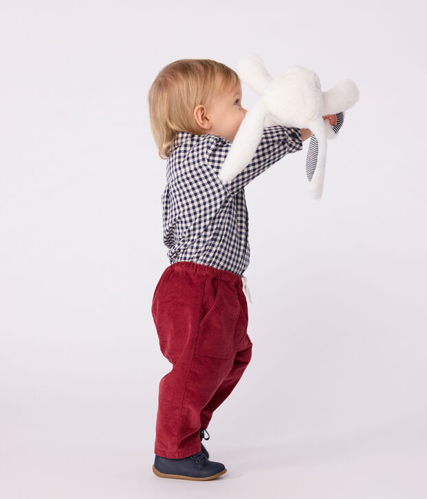 Pantalon b&eacute;b&eacute; en velours uni rouge