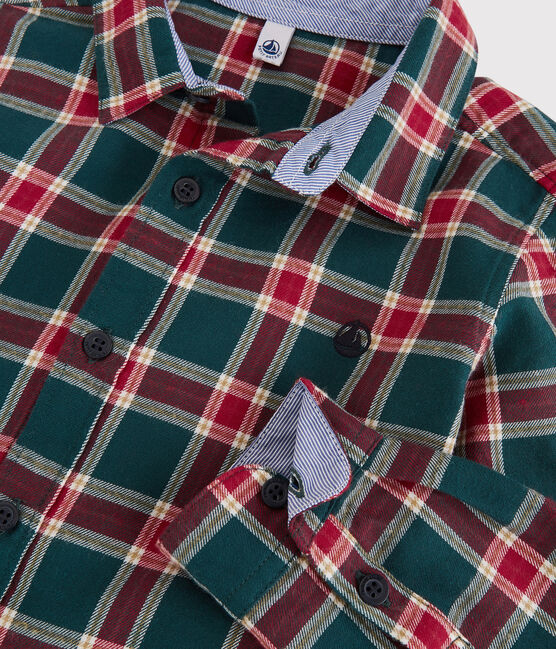 Chemise à carreaux enfant garçon vert PINEDE/blanc MULTICO