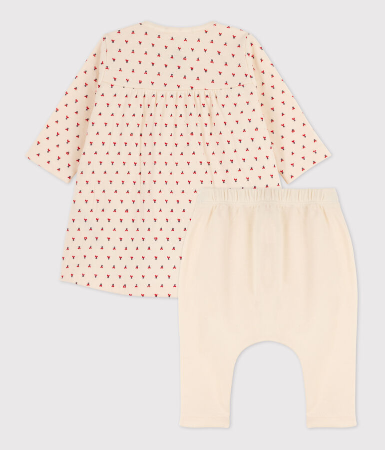 Robe legging imprim&eacute;e b&eacute;b&eacute; en tubique en coton blanc AVALANCHE/ MULTICO