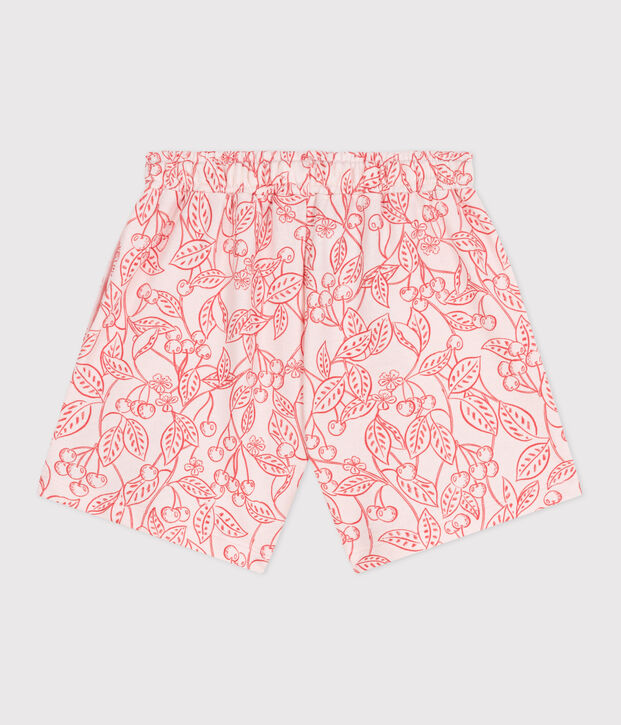 Short enfant en coton imprim&eacute; rose/rouge