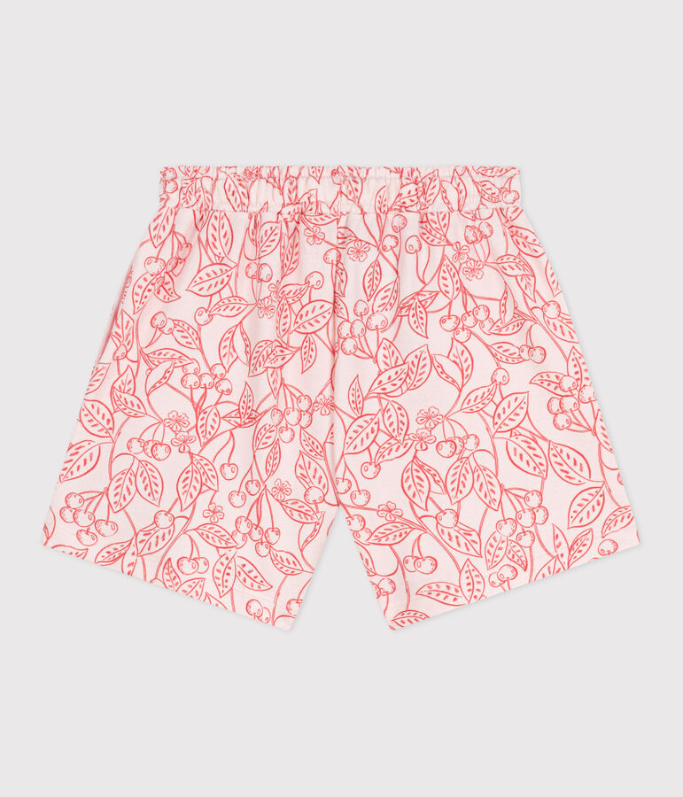 Short enfant en coton imprim&eacute; rose FLEUR/ SPI