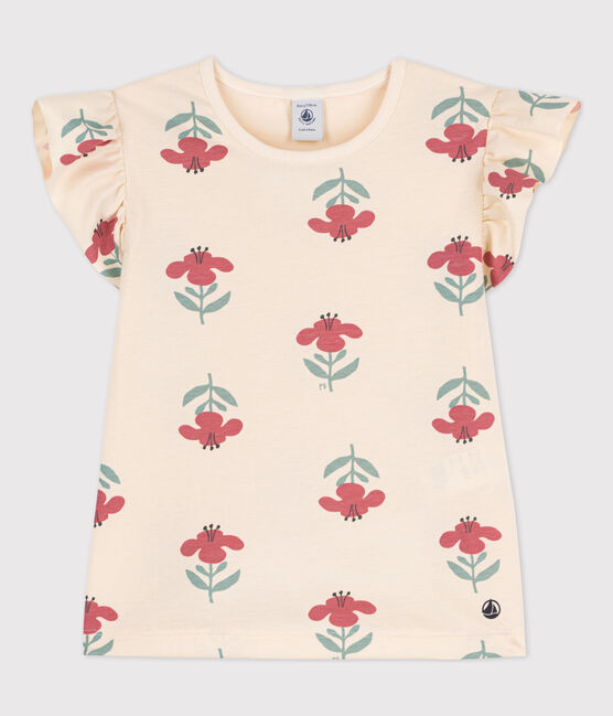 Tee-shirt imprimé en coton enfant fille blanc AVALANCHE+ENNEIGE/ MULTICO