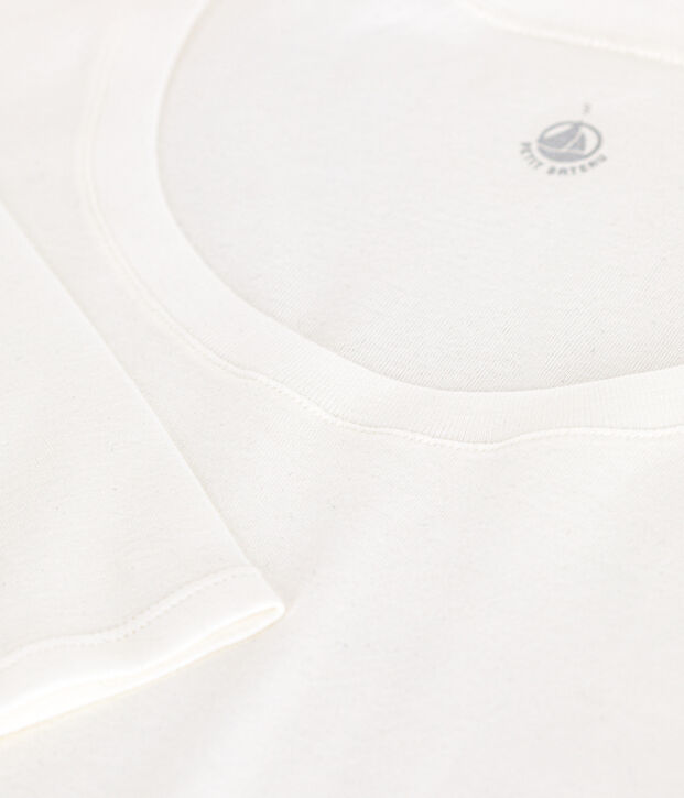 Tee-shirt femme en coton col danseuse manches longues blanc