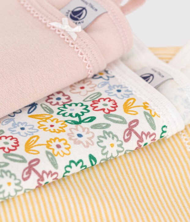 Lot de 3 d&eacute;bardeurs fines bretelles fleur en coton enfant multicouleur