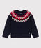 Pull jacquard en laine et coton enfant fille / garçon bleu SMOKING/blanc MULTICO