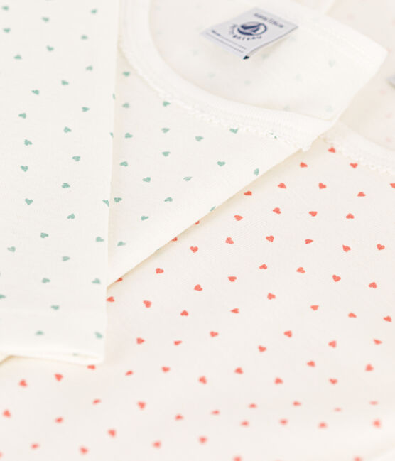 Lot de 2 tee shirts manches longues cœur en coton petite fille variante 1