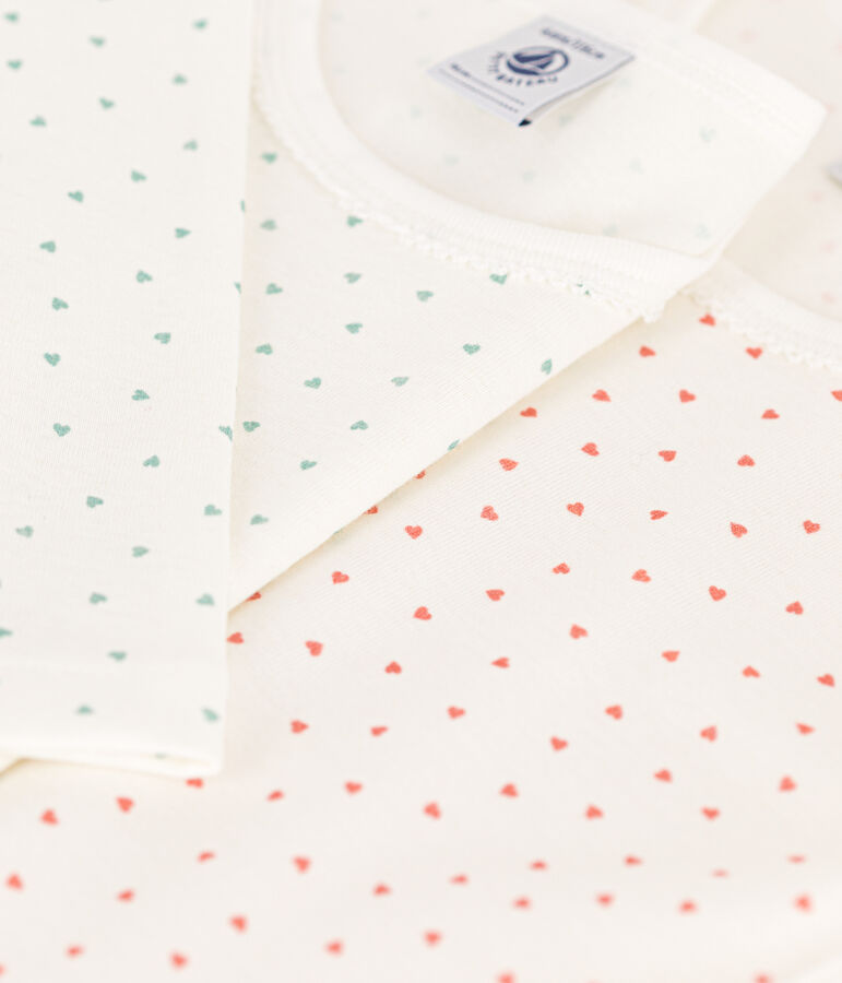 Lot de 2 tee shirts manches longues c&oelig;ur en coton petite fille variante 1