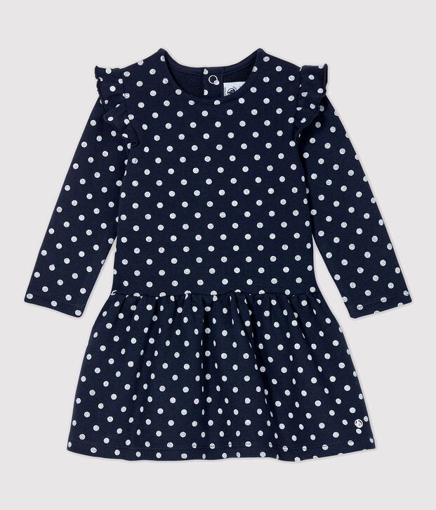 Robe en molleton b&eacute;b&eacute;. bleu/blanc