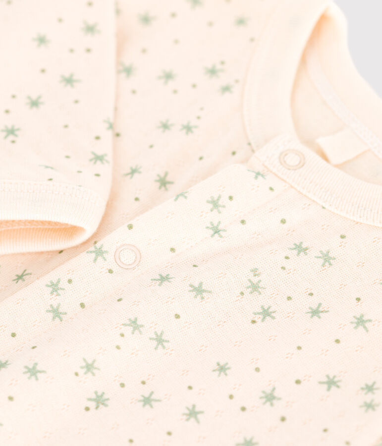 Combinaison b&eacute;b&eacute; en coton, imprim&eacute; petites &eacute;toiles blanc AVALANCHE/ MULTICO