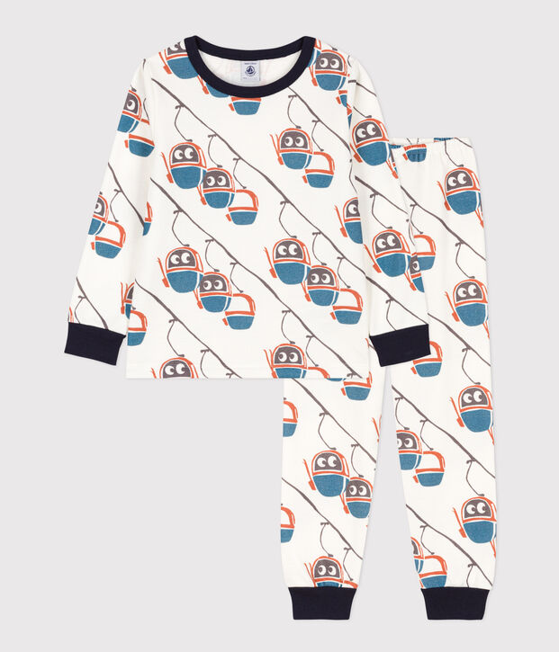 Pyjama t&eacute;l&eacute;cabine en molleton enfant blanc/multicouleur