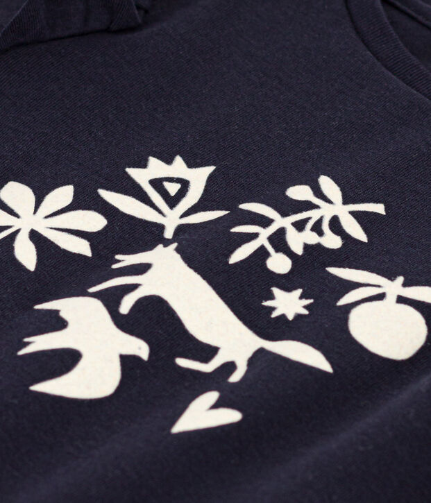 Tee-shirt manches longues en coton enfant fille bleu