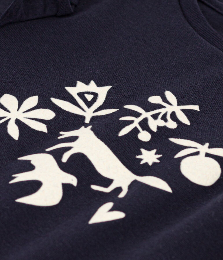 Tee-shirt manches longues en coton enfant fille bleu SMOKING